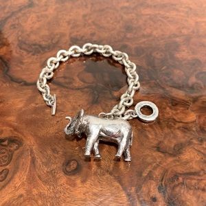 Vintage Susan Cummings sterling elephant charm bracelet